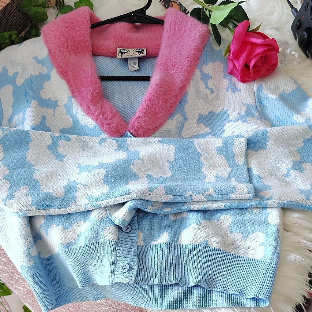 Pink and Blue Women's Sweater